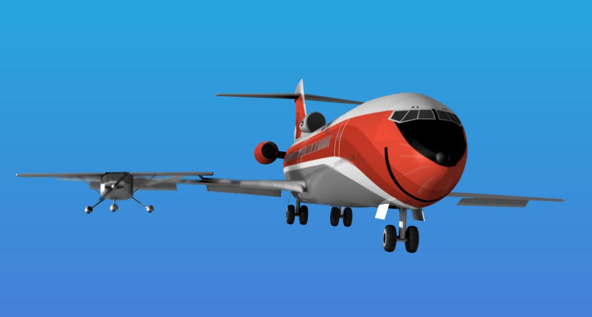 Artist rendering of PSA 182 collision (from Wikipedia).  Langley Flying School.